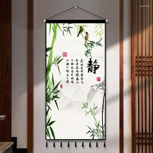 Tapisserier kinesisk stil bambu rullvägg målningar hemmakontor dekoration konst hängande tapestry rum dekor estetisk affisch