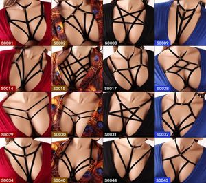 Arnês sutiã feminina tiras de tiras sexy colheita top lingerie lingerie pentagrama gaiola punk gótico ajuste cintur