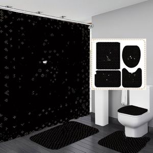 New Shower Curtains Three-Piece Cool Print Sets High-Grade Must Set Bathroom Anti-Pee Non-Slip Deodorant Bath Toilet Mats