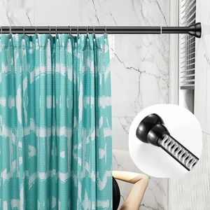 Verstellbare Duschvorhangstange Kein Bohrstahl aus Stahlstahl ausleitbarer Schrank Bar für Badezimmergarderobe Kleidung Rail 240516