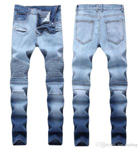 Men039s Distressed Ripped Skinny Jeans Fashion Mens Jeans Slim Motorcycle Moto Biker Mens Denim Pants Hip Hop Men Jeans7332190