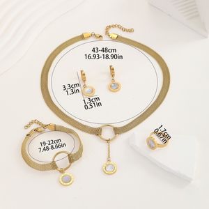 Set di gioielli in acciaio inossidabile oro 18K set di osso serpente catena cubana set da 4 pezzi set di gioielli in oro set di clavicoli alla moda e versatile