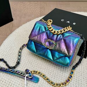 Womens Designer Shoulder bags Sequins With Brand packaging box Coarse chain Patent Leather Gradient Color Square Crossbody Fashion bags gifts