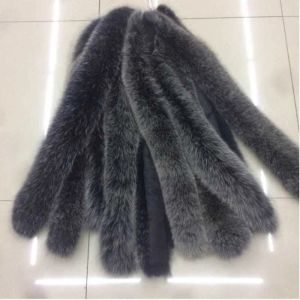 Accessories Wholesale 70cm Long Detachable Natural Color Real Fox Fur Trimming for Jacket Hood Genuine Fox Fur for Cuffs and Collar H0923