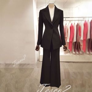Tesco Women Elegant Suit Blazer a manica lunga bianca+pantalone a gamba larga formale per ufficio abiti da donna casual 2 pezzi 2 pezzi