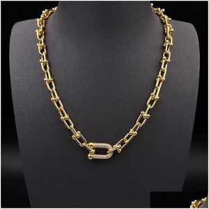 Chokers Designer 18K Gold Horseshoe U Necklace Luxury Women Charm Diamond Ladies Jewelry Man Fashion Classic