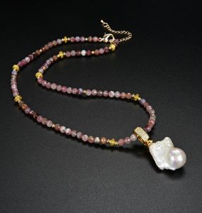 Guaiguai Jewelry Natural 5mm Tourmaline Necklace reguled White Keshi Pendant Pendant Real Jewelery Lady Fashion Jewellery9616576