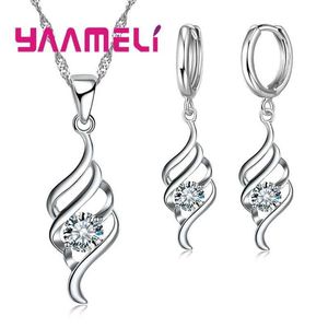 Bröllop smyckesuppsättningar 925 sterling silver smycken set lämplig för kvinnors charm hängande halsband örhängen fashionabla klassiska bröllopspresent