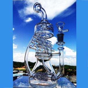 Narghilè Shisha Juice Box Oil Rigs Piccoli occhiali bong Riciclatore spesso Oil rig Glass Water Pipes Fumo Beaker Bong con 14 mm