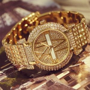 Kvinnors klockor Luxury Diamond Women Watches mode rostfritt stål armband handledsklocka kvinnor design kvarts klockklocka relogio 275c