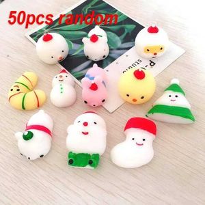 10PCS Decompression Toy 50-5PCS Christmas Mochi Squishy Toys Squishies Kaii Stress Reliever Fidget Toys Santa Claus Xmas Decompression for Kids Adult