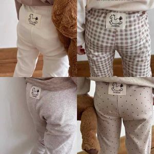 Trousers 2023 Autumn New Baby Legs Cute Preschool Girls Flat Dot Printed Legs Baby Boys Trousers Baby Casual Pants Childrens Clothing d240517