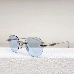 サングラスChrome sofffffffffers I Rimless Round Small Women Men Brand Designer Top Quality Metal Frame Pilis Sun Glases 7e9d