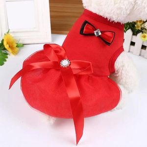 Ubrania psów Summer Bowknot Design Party Wedding Puppy Princess Dress Dress Pet Spódnica