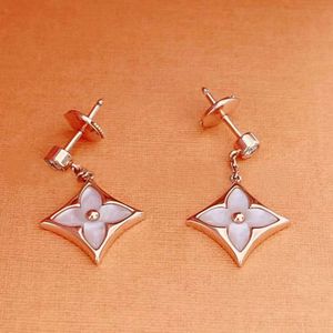 Earrings Pink diamond clover Designer Earrings 925 sterling silver 18K Gold Plating Luxury Brand Stud Women Diamond Wedding Gifts Jewelry c087