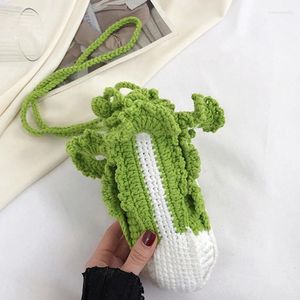 Evening Bags Hand Knit Crochet Yarn Bucket Bag Cabbage Designer Handbags For Women Fashion Shoulder Mini Purse Crossbody