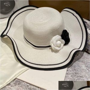 Wide Brim Hats Bucket Lotus Leaf Elegant Lady Double Color Camellia Women St Striped Ribbon Dome Sun Drop Delivery Fashion Accessories Otiw8