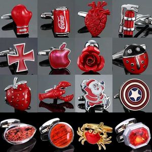 BUFF Links Novo pêssego Blossom Heart Papai Noel Artesanato luvas de boxe Cruz Cross Apple Cufflinks Mens Vestido de noiva Red Emblema Pin Presentes