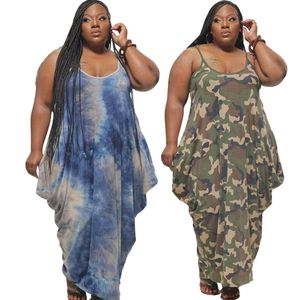 20833 strap sexy tie dye camouflage personalized oversized women's dress