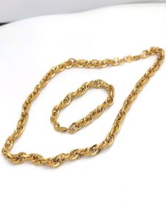 Unisex Vintage 9K Gold Fine Solid Tone Chain Collece 600 мм браслет 83 quot Большой двойной цикл Links Jewellery Kihei5062173