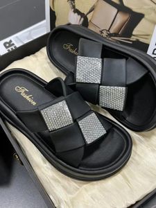Slippers Square Diamond Patchwork For Women Ins 2024 Trend Summer Fashion Website Infrared Wearing Beach