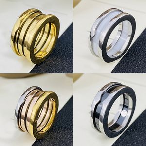 Designer Cluster Spring Rings Women Brand Ceramic Ring Men White Black Jewelry Silver Gold Never Fade Band Rings smycken Classic Premium Accessories V68