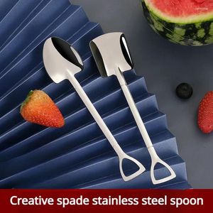 Spoons Creative Shovel Stainless Steel Spoon Stirring Household Coffee Dessert Ice Cream Watermelon Tiny