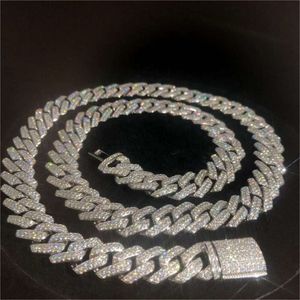 Dostosowane 14 mm Sier Miami przekazało Diamond Tester VVS Moissanite Cuban Chain