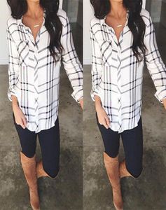 Fashion Casual Plaid Shirt Women Loose Long Blus Check Shirt Leisure Black and White Women Casual Blusas Spring Autumn6158492