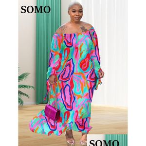 Plus storlek klänningar somo afrika maxi klänning i sommar formellt löst blommigt tryck elegantoutfits grossist droppe 2023 230519 leverans appa dhj2v