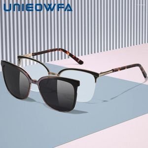 Sunglasses Frames Polarized Magnet Clip On Glasses Frame Women Cat Eye Myopia Optical Eyeglasses Prescription Sunlasses Female