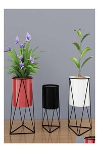 Planters POTS HARABLE GEOMETRISK METALFLUMPROT STAND IN INHOOR GARDEN Växthållare Display Planter Iron Gardening Supplies SL 21062940112