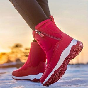 Boots Women Platform Snow lateral lateral lateral de pelúcia forrada de inverno confortável
