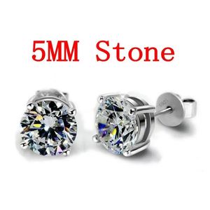 Stud Küpe Solitaire 5mm/9mm laboratuvar elmas küpe gerçek 925 sterling sier mücevher nişan düğün kadınlar için erkekler cazibe hediye drop d otshf