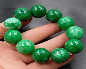 100 verdadeira pulseira de jadeita verde jadeite 7a Emerald Mão esculpida Flor Jade Bangle Bangles Green Breads Bracelets1702917