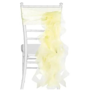 2024 Fashion Elegant Vintage Wedding Sedia copre Organza Bruffles Flower Sashes Accessori per feste all'ingrosso 09