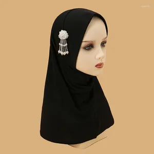 Etnik Giyim Anında Jersey Hicab Undercap Rhinestone Hicabs Kadın Çiçek Boncuk Müslüman Kadınlar Kapla Kapak Baş Kafa Modal İslam