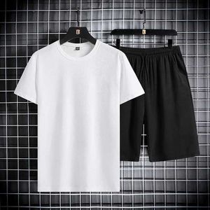 Men's Tracksuits 2024 Summer Solid Color Sportswear Mens Short sleeved T-shirt Fashion Two Piece Set J240510