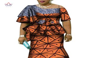 Africano Buzas de manga Tops e conjuntos de saia para mulheres Bazin Riche African Roupas 2 Peças Personalize Saias Conjuntos WY43922977018