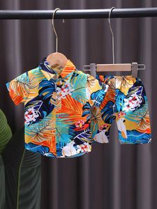 Set di abbigliamento Set da 2 pezzi BABY BOY STRICA STRATI CHUADIFICATO SET CASUALE COMBINAZIONE COMBINAZIONE E SHOTHS HAWAIIAN J240518