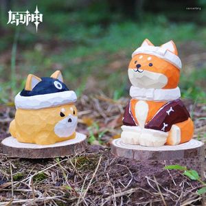 Decorative Figurines Genshin Impact Gorou Taroumaru Akita Shiba Dogs Wood Ornament Home Room Decor Cute Anime Decoration Accessories Desk