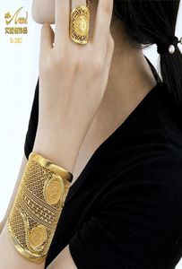 Анид Индийский 24K Золотые браслеты с кольцами Дубай Свадебные свадебные браслеты Бресейные браслеты цельноафриканские украшения подарки 24890707
