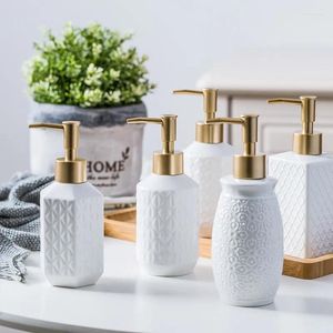 Liquid Soap Dispenser Ceramic Dispensers 250ml-380ml Emulsion Bottles Latex Bathroom Accessories Set Gift