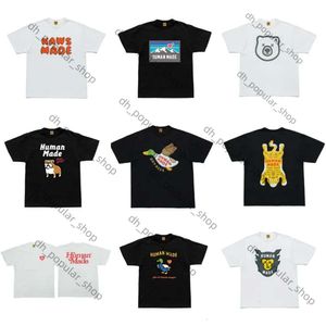 Japanska trendiga varumärken Human Made T-shirt Mens Designer T Shirts Löst passande kortärmad med svavel bomulls isbjörn anka söta t-shirts 945