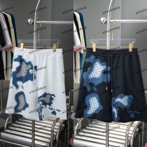 xinxinbuy homens femininos designer pares de calça camuflagem gradiente arco-íris letra impressão algodão algodão calça casual calça casual azul branco s-xl