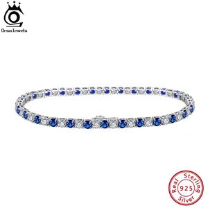 Pulseira de tênis de jóias orsa 925 prata esterlina 3,0 mm transparente safira cúbica zircônia de zircônia feminina jóias de pulseira de moda sb137 240515