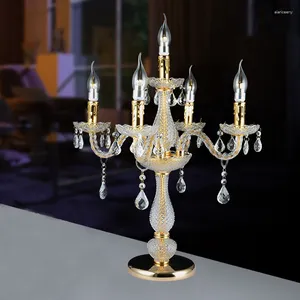 Table Lamps Romantic For Bedroom Bedside Lamp Decoration Light Crystal Desk Led Classic Candle