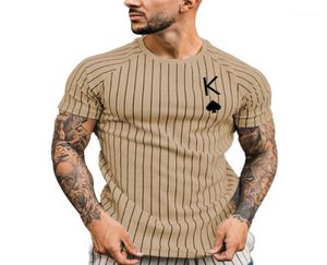 Men039s TShirts Men Tshirt Short Sleeve Spade Ace Poker Print Vertical Stripes Slim Top For Daily Wear4679247