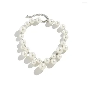 Choker Big Pearls Beads Collarbone Necklace