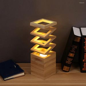 Table Lamps Modern Nordic Retro E27 Desk Light Wood Lamp Restaurant Bar Coffee Dining Room Led Home Fixture Wooden Lighting